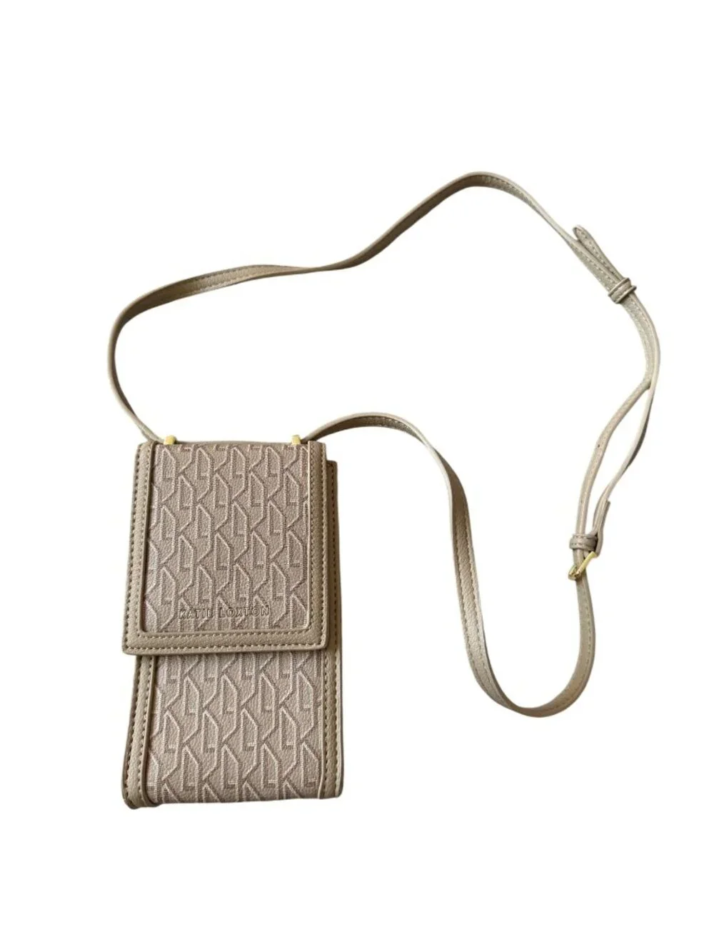 KATIE LOXTON Beige Logo Phone Crossbody Bag